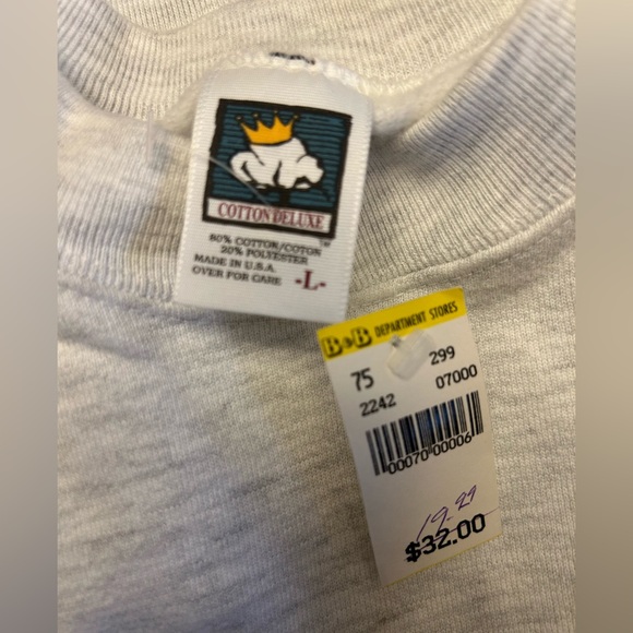 NWT Vintage 90's Light Heathered Grey Sweatshirt Cotton Deluxe Large - Picture 4 of 8